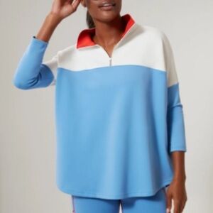 Tuckernuck Blue White Quarter Zip Pullover Sweater Amelie Colorblock XS S
